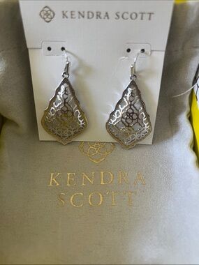 Kendra Scott Silver and Gold Filigree Teardrop Earrings